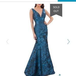 Infusion Plunging Brocade Mermaid Dress